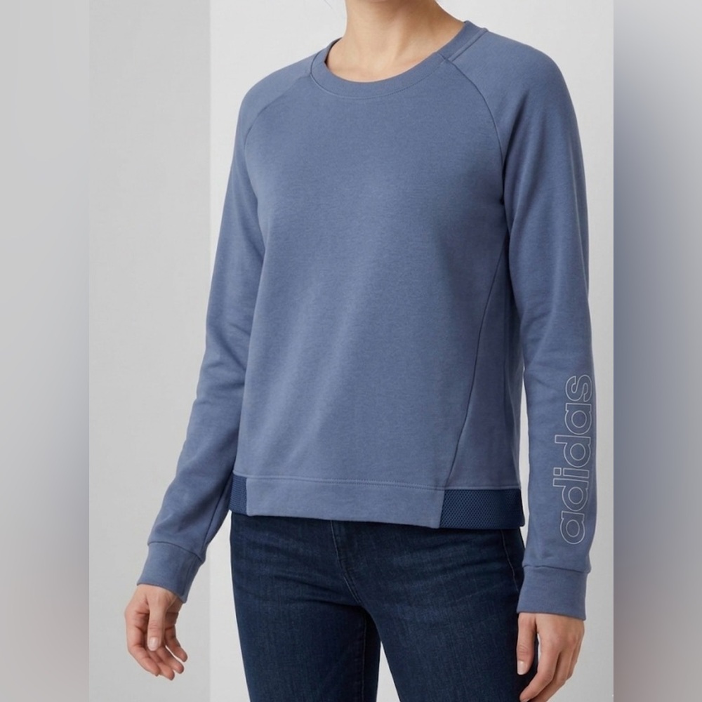 adidas Climalite Steel Blue Logo Crew Medium